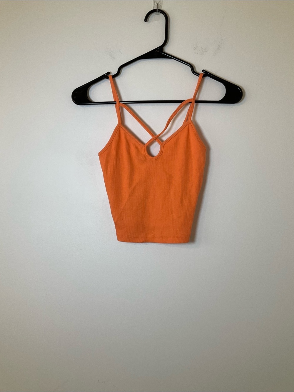 Zara Orange Ribbed Cutout Crop Tank Strappy Camisole NWT S